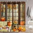 thumbnail image 3 of Autumn Farm Fall Shower Curtain, Fall Pumpkins Thanksgiving Sunflowers Harvest Shower Curtains, Nature Leaves Farmhouse Bathroom Curtain Set with 12 Hooks, 72X72in, 3 of 5