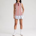 thumbnail image 5 of Womens Golf Shirt Sleeveless Tennis Shirt Collared Zip Up Printed Resort Golf Top, Quick Dry Polyester Athletic Tank Tops Red L, 5 of 6