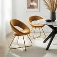 thumbnail image 2 of Modway Nouvelle 19" Velvet Dining Chairs in Gold/Cognac Brown (Set of 2), 2 of 8