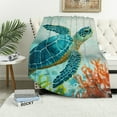 thumbnail image 4 of FCXZI Turtle Ocean Corals Flannel Blanket, Soft Reversible Multi-Purpose 40*50in, 4 of 7
