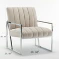 thumbnail image 7 of Mid Century Armchair, Velvet Accent Chair with Tufted Back and Silver Armrest, Single Sofa Chair with Metal Frame, Upholstered Reading Chair Lounge Chair for Living Room, Bedroom, Office, Beige, 7 of 7