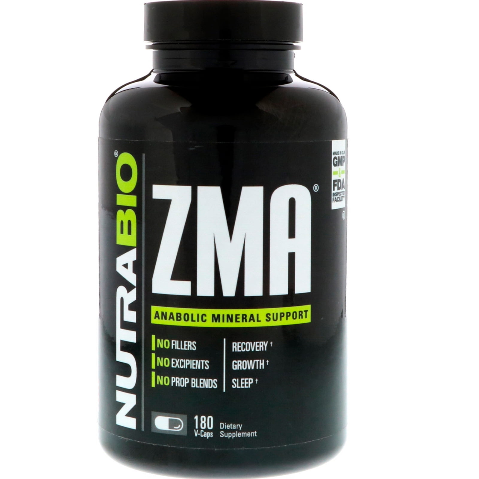 NutraBio Labs ZMA, 180 Vegetable Capsules
