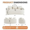 thumbnail image 2 of Loveseat Sofa, 65" Modern Minimalist Curved Loveseat Couch 2 Seat No Assembly Deep Seat Sofa with 3 Pillows for Living Room and Small Spaces, White, 2 of 8