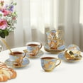 thumbnail image 6 of Blue Coffee Cup and Saucer Set, 6 Cups + 6 Saucers Gift Box, Dishwasher & Microwave Safe, Non-Slip Base, Elegant Patterned Tea Cup Set for Home & Gifting, 6 of 7