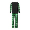 thumbnail image 4 of Pijamas familiares navideños a juego, camiseta de manga larga con estampado de dinosaurios de dibujos animados y pantalones a cuadros. Ropa de dormir y estar por casa., 4 of 10