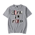 thumbnail image 1 of T-shirt Fille en Rouge Imprimé Mode Logo Manches Courtes Unisexe Col Rond Haut Mode Urbaine Tendance, 1 of 2