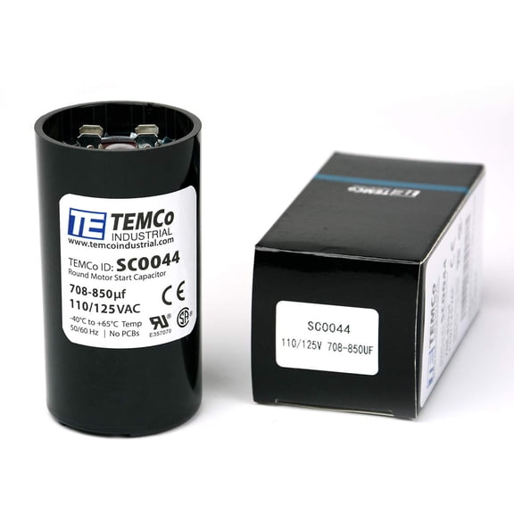 TEMCo 708-850 uF MFD CD60 Start Capacitor 110-125V AC Round | 50/60 Hz