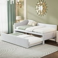 thumbnail image 2 of [Luckynote]Twin Size Upholstered L-Shaped Upholstered Daybed with Pop Up Trundle, Beige, 2 of 10