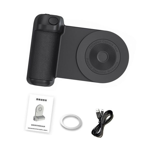 Soporte para teléfono, soporte para teléfono, cargador, 3 en 1, mango magnético para cámara y teléfono Negro