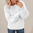 thumbnail image 5 of Cable Knit Pullover Loose Lantern Sleeve Casual Round Neck Womens Sweater Top, 5 of 9