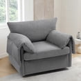 thumbnail image 4 of LUCKHAO  Oversized Swivel Accent Chair,40“ Teddy Fabric Upholstered Barrel Armchair with Metal Base,Comfy Extra Wide Seat Deep Seat Single Sofa Chair for Living Room, 4 of 12