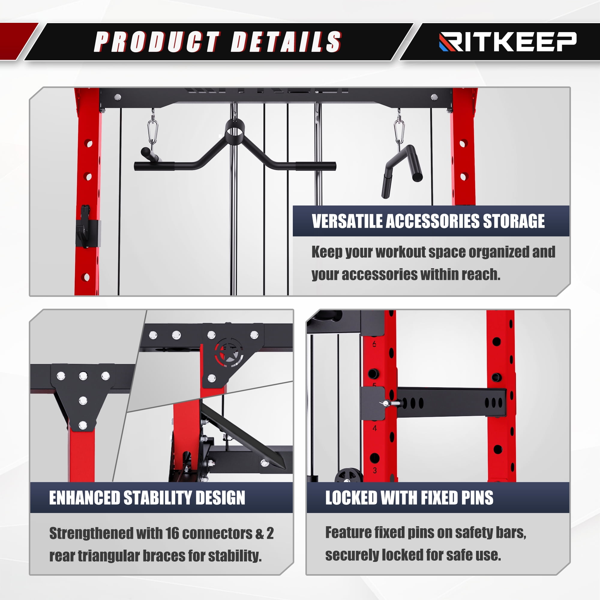 RitKeep M10 Power Cage for Home Strength Training, Workout Cable Machine
