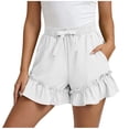 thumbnail image 3 of Plus Size Women's Elastic Waist Solid Color Skorts with Pockets, Shorts for Women, Summer Casual Shorts with Bow-Knot, Lightweight Outdoor Athletic Gym | UKHCCC,White 2XL, 3 of 8
