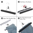 thumbnail image 4 of Perchas de madera AMKUFO negras con clips antideslizantes para pantalones, 12 unidades, 4 of 8