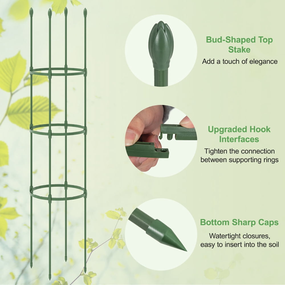Resenkos 2-Pack Garden Trellis Tomato Cage with Adjustable Height-Green