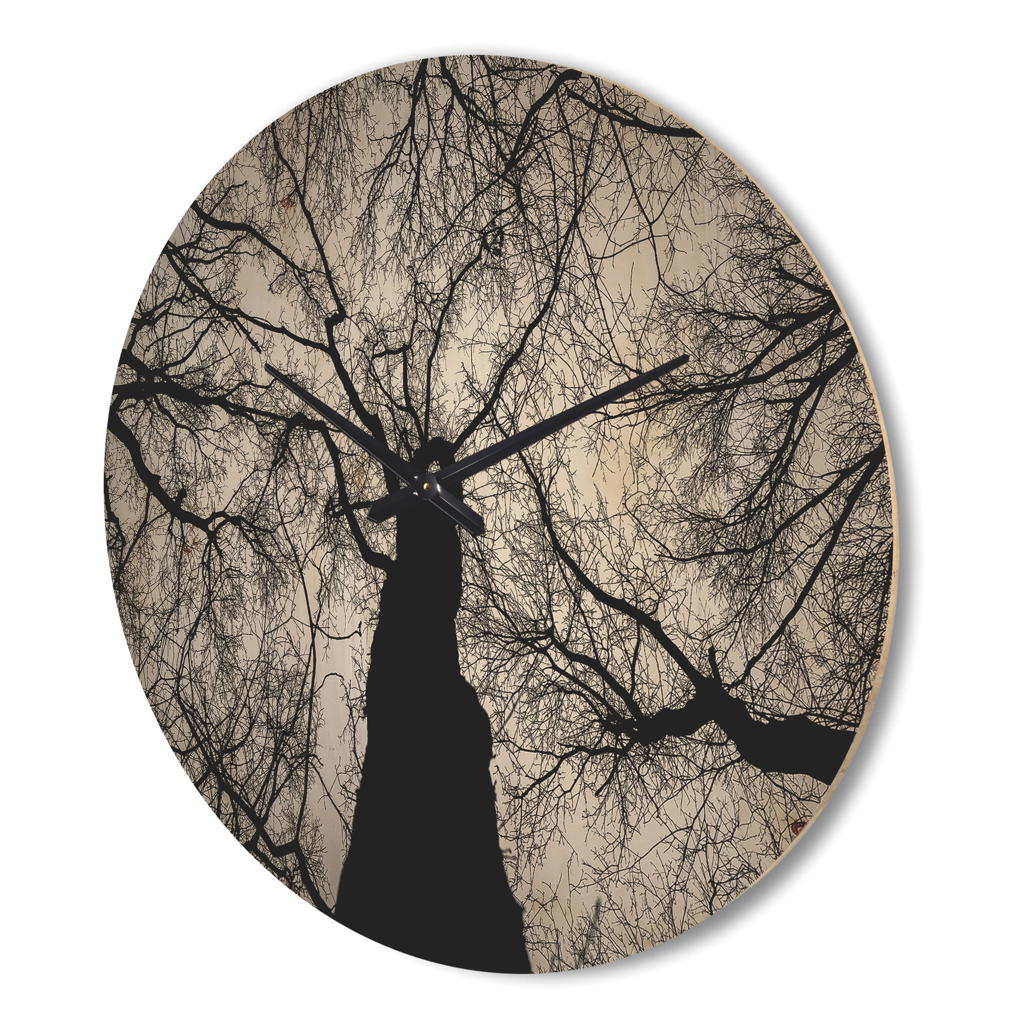 Designart 'Sky View Throught Winter Branches ' Modern Wood Wall Clock