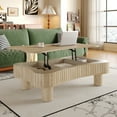 thumbnail image 6 of 42" Lift Top Coffee Table with Hidden Storage, Wooden Center Table with Silent Hydraulic Lift, Curved Safety Corners Small Coffee Table for Living Room, Apartment, Antique Natural, 6 of 9