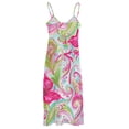 thumbnail image 5 of Vibrant Floral Paisley Fabric Design Pink Green White Fine Art Sleeveless Dress Summer Dress Woman 2025, 5 of 7