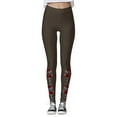 thumbnail image 2 of Gibobby Leggings para mujer Leggings casuales para mujer Leggings de entrenamiento Pantalones de bloque de color con estampado navideño Leggings elásticos(Marrón,XG), 2 of 5