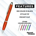 thumbnail image 2 of Plastic Stylus Pens Set of 10, Bulk Pack - Black Ink, Great for Office, School, Business, Tradeshows, Events - Orange, 2 of 5