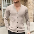 thumbnail image 2 of WRKEKC Men's Knit Cardigan Sweater Solid Color Long Sleeve V-Neck Jacquard Knitted Open-Front Coat for Casual Styling, 2 of 8