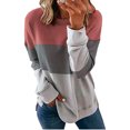 thumbnail image 4 of Nueva costura color de contraste cuello redondo manga larga casual suéter de mujer Irfora  Azul marino + naranja 3XL, 4 of 5