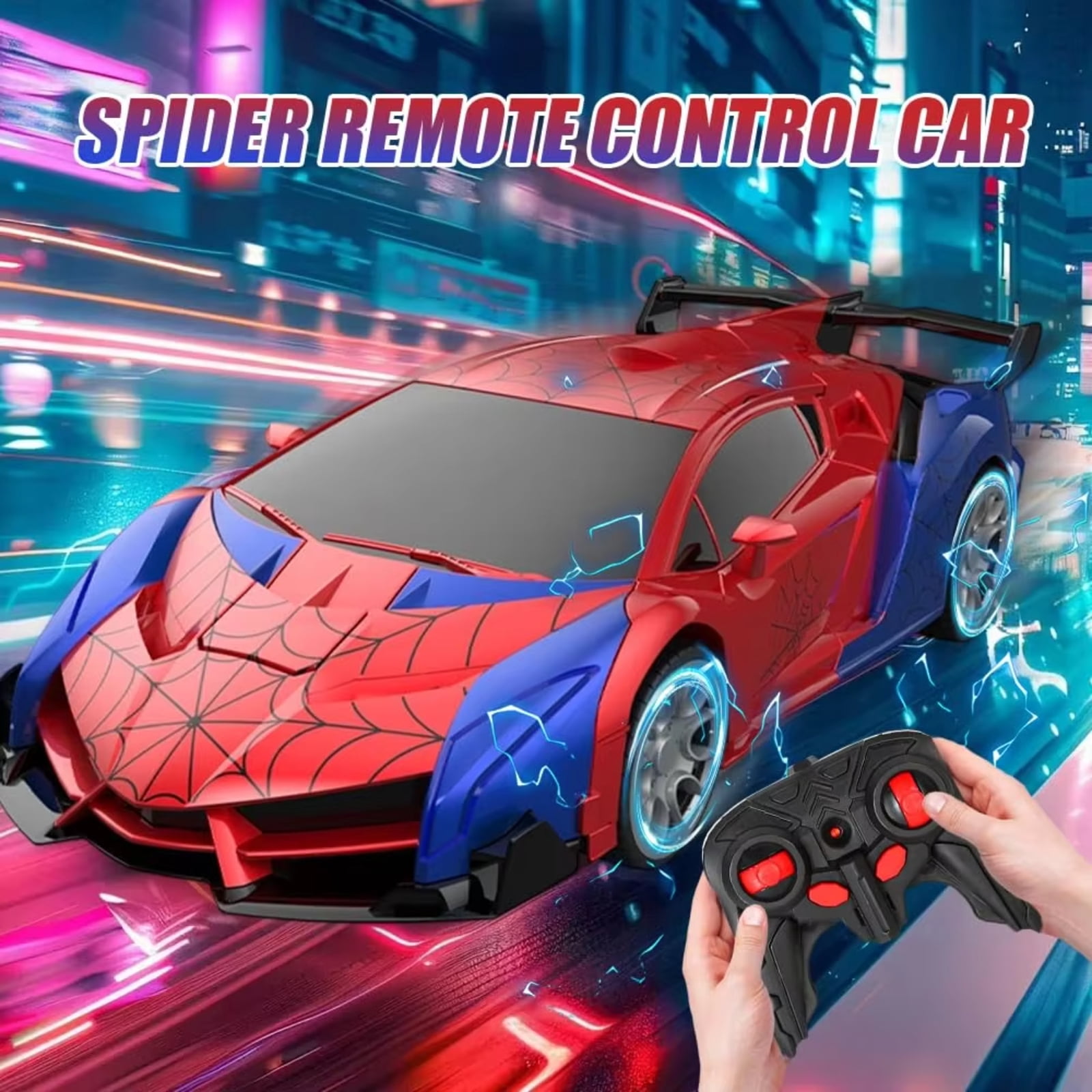 Remote Control Car Spider 2-in-1 Transforming Robot Toy, 1:18 Scale 2.4GHz RC Vehicle with 360° Rotation and LED Lights, Gift for Boys Ages 3-12