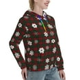 thumbnail image 6 of Fotbe Plaid Snowflakes Festive Pattern Womens Long Sleeve Hoodie, Pullover Hooded Sweatshirt, Kangaroo Pocket Hoodie with Eye-catching Drawstrings-Small, 6 of 7