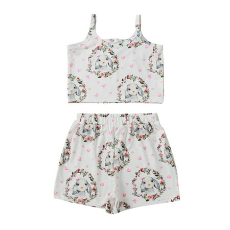 

Baby Girls Clothes Baby Essentials Newborn Infant Baby Boy Girl Sleeveless Vest Easter Bunny Print Tops+ Shorts Set on Clearance