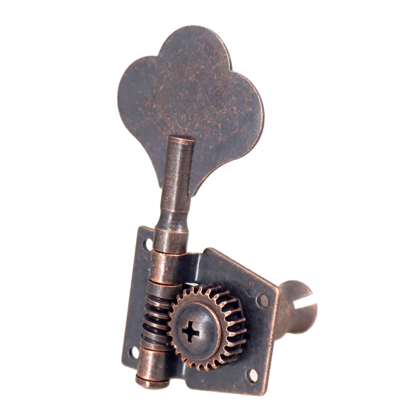 LeeQinersw 4 Open Bass Tuning Pegs Electric Bass Tuning Pegs Machine Heads Knobs Metal Bass 4R Red Bronze