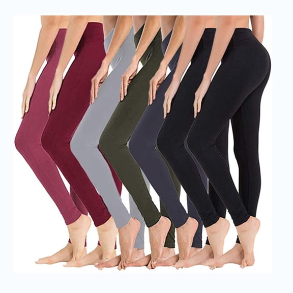 5 Pack Solid Color Stretch Leggings Warm Lined Slim Fit Women's Bottoms