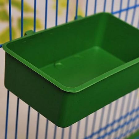 Pet Bird Parrot Bathtub Plastic Food Container Can Be Hung in The Cage Green
