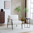 thumbnail image 2 of GDF Studio Modern Armchair with Metal Frame, Wood Accents, and Plush Cushions, White, 2 of 9