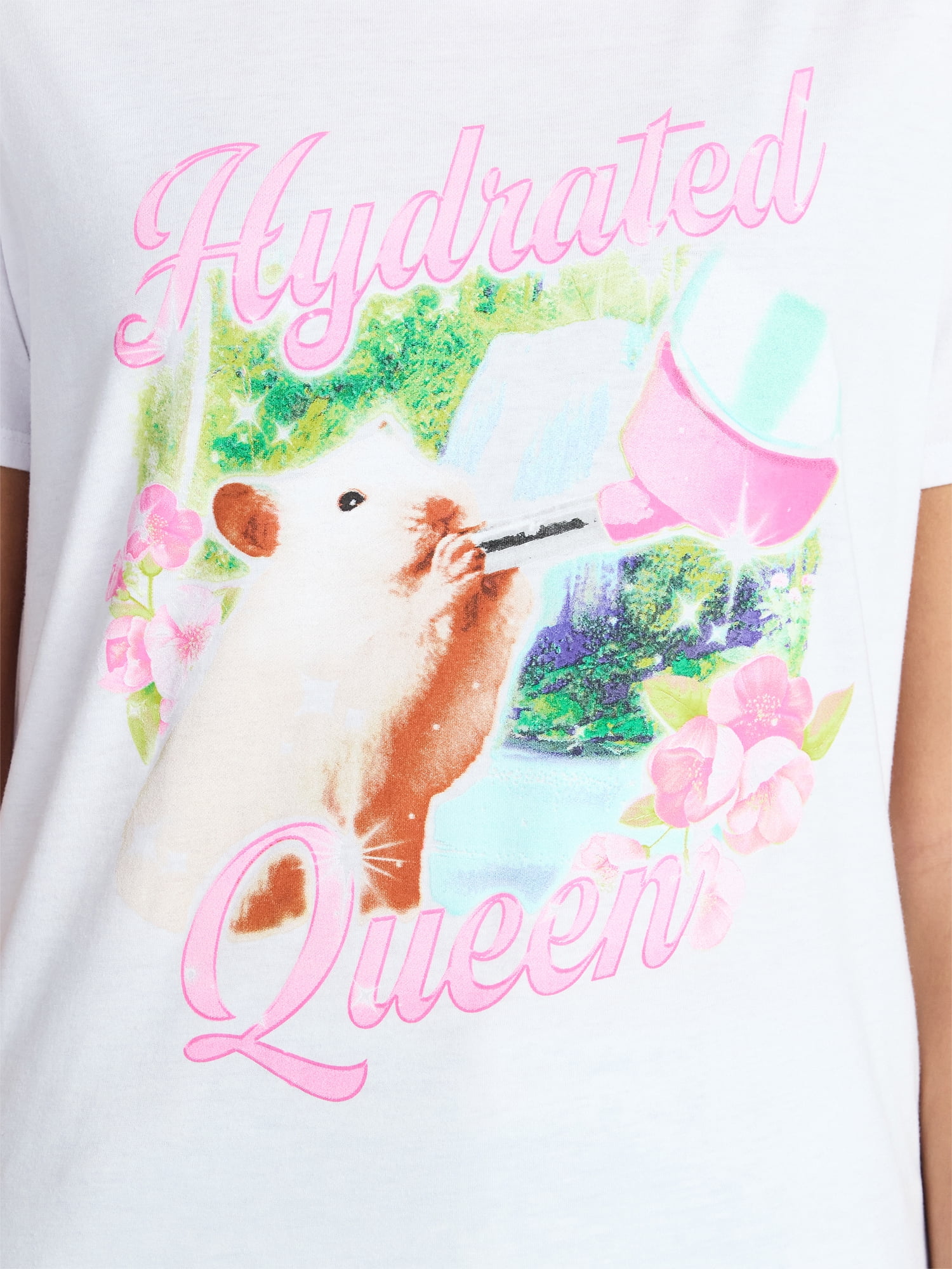 Hydrated Queen Women's Graphic Everyday Tee with Short Sleeves, Sizes XXS-XXL