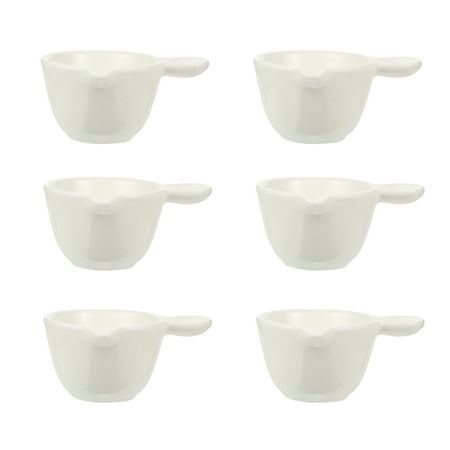 

6 Pcs Dipping Plates Ceramic Condiment Plates Snack Dishes with Handle (White)
