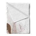 thumbnail image 2 of Kiss Soft Flannel Fleece Blanket, Romantic Man and Woman in Front of Eiffel Tower Flying White Birds Love Passion, Cozy Plush for Indoor and Outdoor Use, 70" x 90", Dried Rose Beige, by Ambesonne, 2 of 5