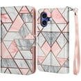 thumbnail image 7 of For iphone 17 Case Wallet with Card Holder, Lanyard and Kickstand for Women Men, Ebizware Magnetic Flip Detachable PU Leather Wallet Phone Case Cover for iphone 17 6.3" - Marble Pink, 7 of 7