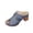 Navy, variant on Womens Embroidered Clog Block Heel Peep Toe Buckle Strap Casual Shoes Spring Summer Bohemian Slip on Comfortable Heeled Slippers
