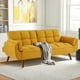 thumbnail image 2 of Linen Futon Sofa Bed Loveseat, Adjustable Backrest Convertible Sleeper Reclining Couch with Tapered Wood Legs, Yellow My Lux Decor Round, 2 of 11