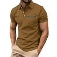 thumbnail image 2 of COSFO Polo Shirt Men with Pockets Short Sleeve Golf Brown Basic Tops Pullover Collared Slim Fit Performance Mens Classic T-Shirt, 2 of 5