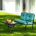 thumbnail image 2 of Patiojoy 2PCS Patio Conversation Set Outdoor Loveseat w/Coffee Table & Turquoise Cushions, 2 of 6