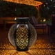 thumbnail image 4 of Linternas de luz solar - Linternas de decoración de hierro forjado con flores huecas negras, 4 of 9