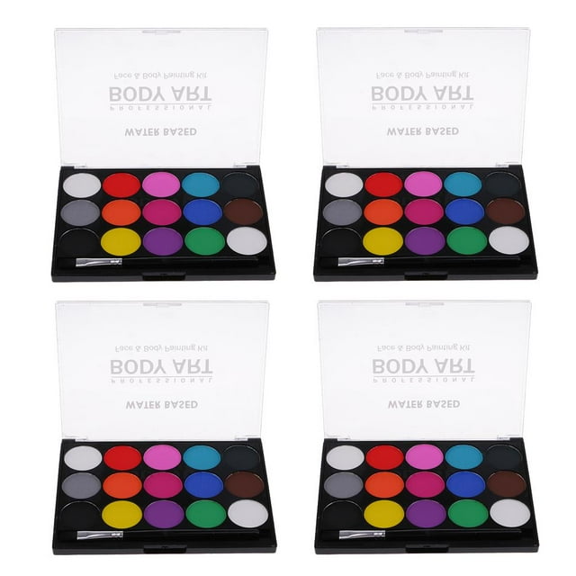4 Piezas de Pintura Facial de Maquillaje Perfecl 15 Colores Pintura de Cara Paleta Placa