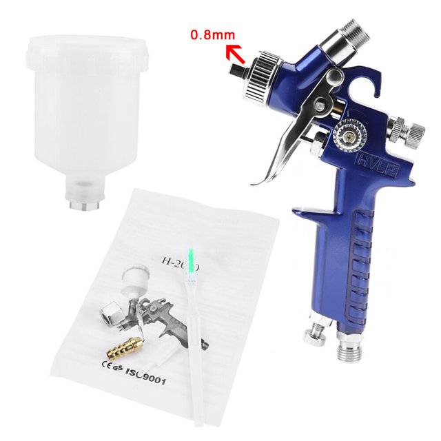 Pistola de pulverización Profesional, Pistola de pulverización neumática de 125 ml H-2000A Boquilla Mini Pistola de pulverización neumática de 125 ml para Boquilla de reparación (H-2000A 0.8mm)