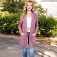 thumbnail image 4 of Women's Open Front Ribbed Knit Cardigan with Front Pockets - Small, Mauve Pink, 4 of 7