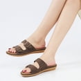 thumbnail image 7 of Ecetana Womens Flat Sandals Dressy Summer Comfortable Double Buckle Slip-On Slides Beach Shoes for Walking, 7 of 7