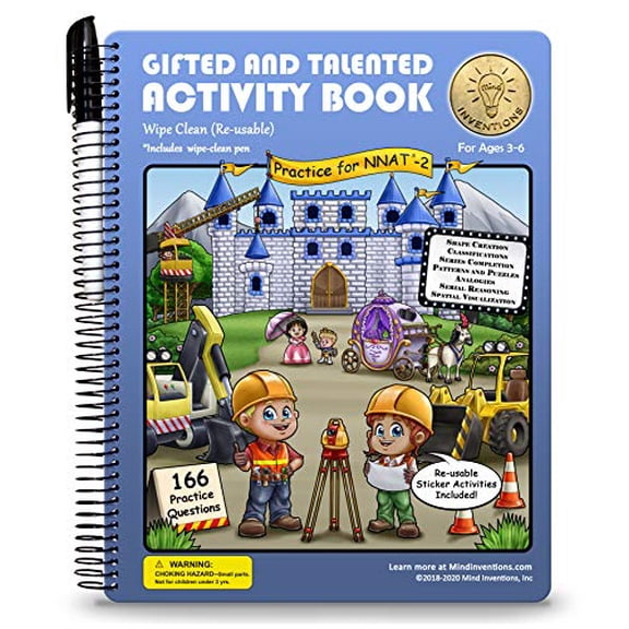 Pre-Owned Gifted and Talented Test Prep: Activity Book for Children Ages 3-6 in preschool through kindergarten; G&T NNAT-2; Early Learning Logic and Games (Hardcover-spiral) 0578199173 9780578199177