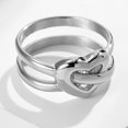 thumbnail image 5 of Stainless Steel Double Band Heart Shaped Promise Statement Wedding Valentines Anniversary Propose Ring, 5 of 6