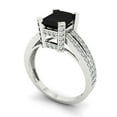 thumbnail image 2 of 2.35 ctw Solitaire with Zirconia Diamond Accents Anniversary Ring for Women | Emerald Cut Natural Onyx | Hyperallergenic Solid 14K White Gold, 2 of 5