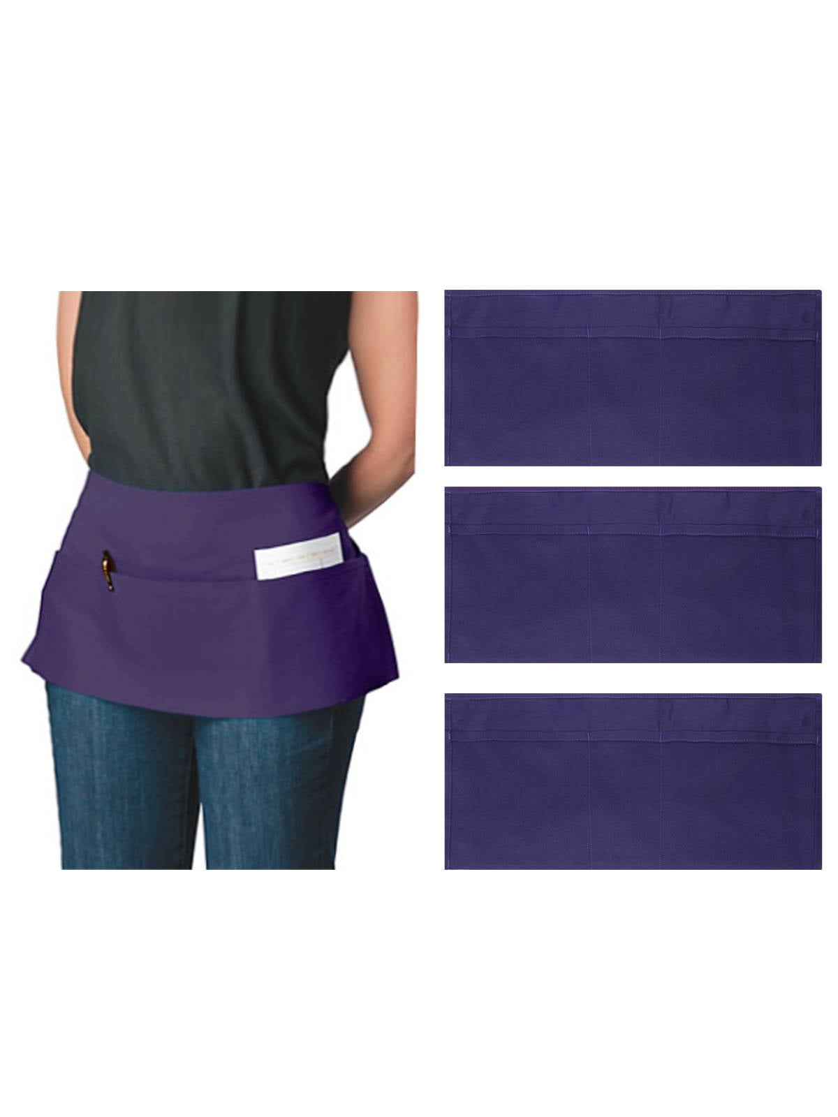 Ataly 3 Pack 3-Pocket Canvas Waist Aprons For Women &amp; Men Bulk Set